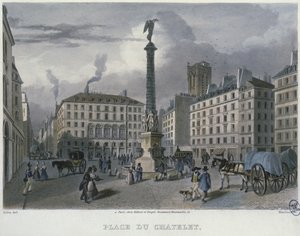 The Place du Chatelet, Paris, engraved by Frederic Martens (1809-75) 1832 by Carlo Gilio